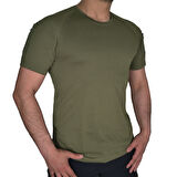 Haki Renkli Taktik Kısa Kollu Tişört, 2 Cepli Taktik T-Shirt