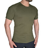 Haki Renkli Taktik Kısa Kollu Tişört, 2 Cepli Taktik T-Shirt