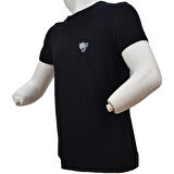 Wolftrap %100 Pamuk Siyah Kısa Kollu Tişört, Bisiklet Yaka Rahat T-Shirt