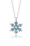 Gümüş Zincirli Aqua taşlı Lotus kaplama Kamelya Çiçeği kolye
