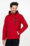 YENİ SEZON ERKEK KIRMIZI SOFTSHELL KAPÜŞONLU İÇ CEPLİ SU VE RÜZGAR GEÇİRMEZ MEVSİMLİK&YAZLIK MONT
