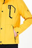 YENİ SEZON ERKEK SARI SOFTSHELL KAPÜŞONLU İÇ CEPLİ SU VE RÜZGAR GEÇİRMEZ MEVSİMLİK&YAZLIK MONT