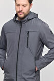 Yeni Sezon Erkek Gri Kapüşonlu İç Cepli Su Ve Rüzgar Geçirmez Mevsimlik&Yazlık Mont