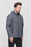 Yeni Sezon Erkek Gri Kapüşonlu İç Cepli Su Ve Rüzgar Geçirmez Mevsimlik&Yazlık Mont