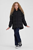 SİVAİST SİYAH KIZ ÇOCUK SU VE RÜZGAR GEÇİRMEZ İÇİ KALIN KÜRKLÜ YIKANILABİLİR MONT & KABAN