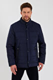 Erkek Lacivert Regular İç Cepli İçi Kürklü Yıkanabilir Regular Kapitone Mont&Kaban