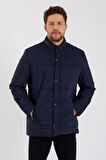 Erkek Lacivert Regular İç Cepli İçi Kürklü Yıkanabilir Regular Kapitone Mont&Kaban