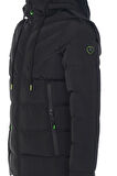 SİVAİST ERKEK SİYAH SU VE RÜZGAR GEÇİRMEZ KAPÜŞONLU KALIN İÇİ KÜRKLÜ ŞİŞME KABAN&MONT