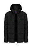 SİVAİST YENİ SEZON ERKEK SİYAH SU VE RÜZGAR GEÇİRMEZ KAPÜŞONLU KALIN ŞİŞME MİGROGELLİ KABAN & MONT