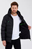 SİVAİST YENİ SEZON ERKEK SİYAH SU VE RÜZGAR GEÇİRMEZ KAPÜŞONLU KALIN İÇİ KÜRKLÜ ŞİŞME KABAN&MONT