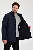 Lacivert İçi Kalın Kürklü Klasik Rüzgar Ve Su Geçirmez Mont&Kaban