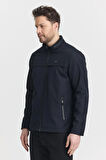 Lacivert Erkek Pamuk Polyester Karışımlı Su Ve Rüzgar Geçirmez Mevsimlik&Yazlık Mont