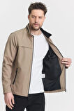 Krem Erkek Pamuk Polyester Karışımlı Su Ve Rüzgar Geçirmez Mevsimlik&Yazlık Mont