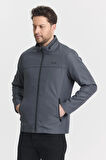 Gri Erkek Pamuk Polyester Karışımlı Su Ve Rüzgar Geçirmez Mevsimlik&Yazlık Mont