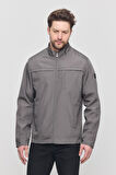 Yeni Sezon Erkek Açık Gri İki İç Cepli Su Ve Rüzgar Geçirmez Mevsimlik&Yazlık Mont