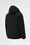 Erkek Siyah Outdoor Su Geçirmez Kapüşonlu Kışlık Kaban – Rüzgar ve Yağmura Dayanıklı