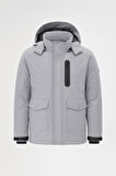 Erkek Gri Outdoor Su Geçirmez Kapüşonlu Kışlık Kaban – Rüzgar ve Yağmura Dayanıklı