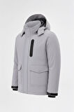 Erkek Gri Outdoor Su Geçirmez Kapüşonlu Kışlık Kaban – Rüzgar ve Yağmura Dayanıklı