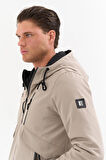 Erkek Krem Outdoor Su İtici Kapüşonlu Kaban – Rüzgar Geçirmez, Hafif ve Dayanıklı