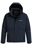 Erkek Lacivert Su Ve Rüzgar Geçirmez Çıkartılabilir Kapüşonlu Softshell Mont&Kaban