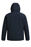Erkek Lacivert Su Ve Rüzgar Geçirmez Çıkartılabilir Kapüşonlu Softshell Mont&Kaban