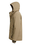 Erkek Krem Su Ve Rüzgar Geçirmez Çıkartılabilir Kapüşonlu Softshell Mont&Kaban