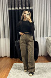 Örgü Detaylı Crop Triko Siyah