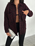 KADIN BORDO LEOPAR DESENLİ GÖMLEK