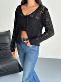 KADIN SİYAH ÖNÜ BAĞLAMALI  MEVSİMLİK TRİKO BOLERO HIRKA