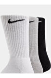Dri Fit 3 Pack Cotton Crew Socks 3 Lü Pamuklu Spor Çorap Beyaz Gri Siyah
