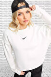 Sportswear Essential Collection Fleece Oversized Crew Kadın Sweatshirt Beyaz