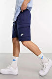 Sportswear Clup Fleece Erkek Lacivert Kargo Cepli Şort