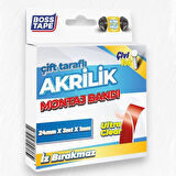 Boss Tape Çift Taraflı Akrilik Montaj Bandı- 24mmx3mt Şeffaf