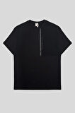 Bisiklet Yaka Göğsü Garni ve Baskı Detaylı Erkek T-shirt