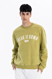 Bisiklet Yaka Baskılı %100 Pamuk Polar Erkek Sweatshirt