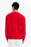 Bisiklet Yaka Baskılı %100 Pamuk Polar Erkek Sweatshirt