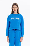Bisiklet Yaka Numeroloji Baskılı Kadın Sweatshirt