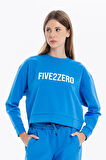 Bisiklet Yaka Numeroloji Baskılı Kadın Sweatshirt
