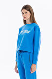 Bisiklet Yaka Numeroloji Baskılı Kadın Sweatshirt