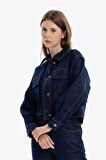 Slim Fit Cepli Denim Kadın Ceket