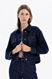 Slim Fit Cepli Denim Kadın Ceket