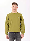 Bisiklet Yaka Sırtı Flok Göğsü Yıldız Baskılı Erkek Sweatshirt