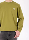 Bisiklet Yaka Sırtı Flok Göğsü Yıldız Baskılı Erkek Sweatshirt