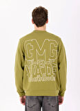 Bisiklet Yaka Sırtı Flok Göğsü Yıldız Baskılı Erkek Sweatshirt