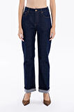 Yüksek Bel Straight Fit Denim Kadın Jean Pantolon