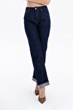 Yüksek Bel Straight Fit Denim Kadın Jean Pantolon