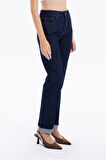 Yüksek Bel Straight Fit Denim Kadın Jean Pantolon