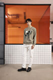 Bisiklet Yaka Baskılı Regular Fit Erkek Sweatshirt