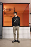 Bisiklet Yaka Baskılı Regular Fit Erkek Sweatshirt