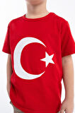Kız Çocuk Türk Bayraklı Kırmızı Tshirt Penye 
